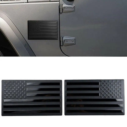 2-Pack Black USA Flag Metal Aluminium Emblem