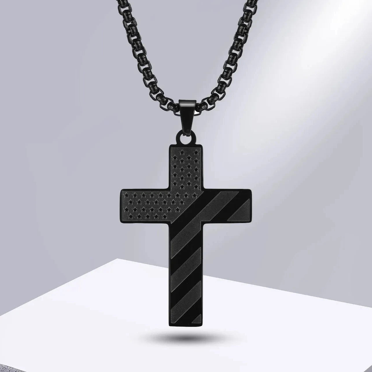 Bold American Flag Cross Necklace