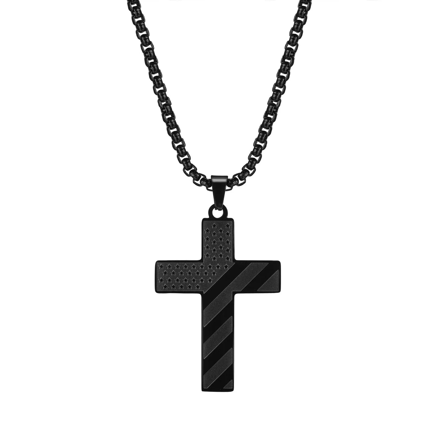 Bold American Flag Cross Necklace